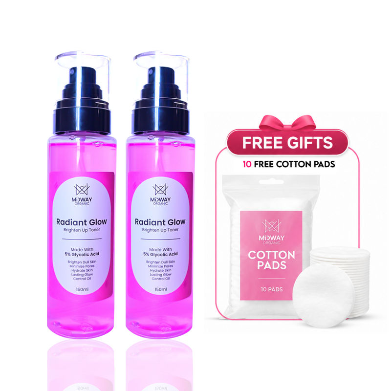 2 Glycolic Acid Toners + 10 Free Cotton Pads