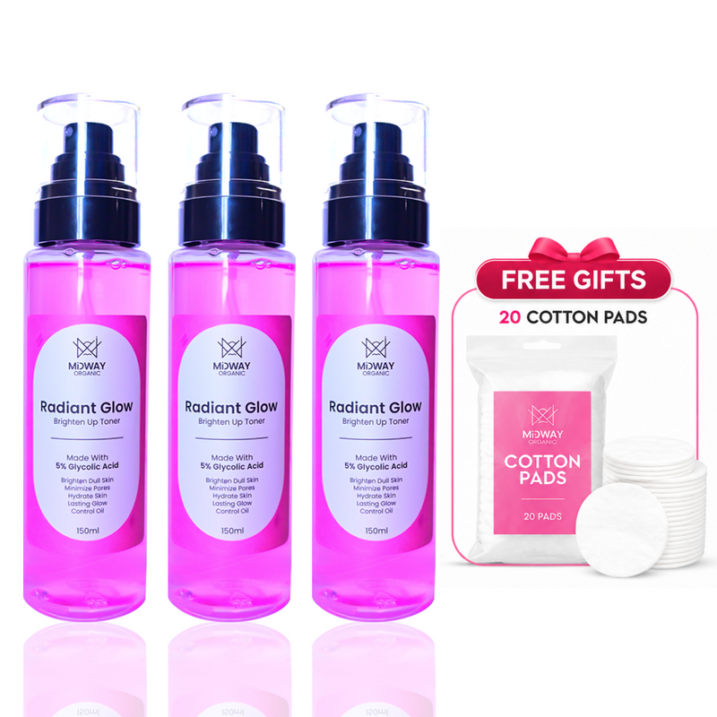 3 Glycolic Acid Toners + 20 Free Cotton Pads