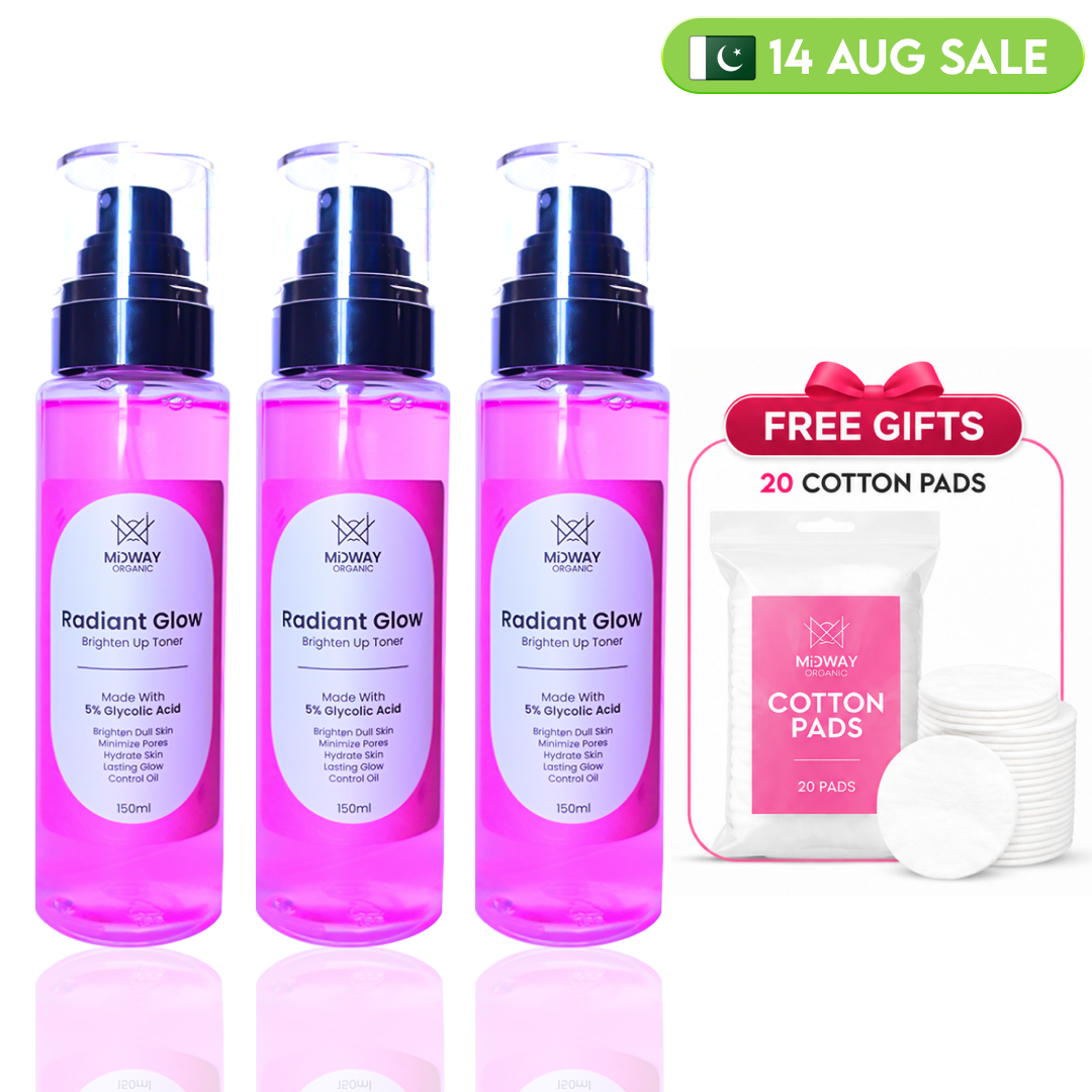 3 Glycolic Acid Toners + 20 Free Cotton Pads